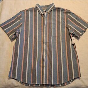 Old Navy men's size XL striped button down shirt blue stripe with white & pink